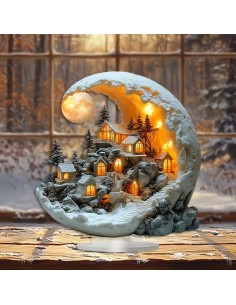 Acryl kerst Maanlicht Huis