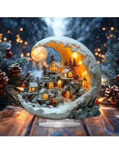 Acryl kerst Maanlicht Huis 2