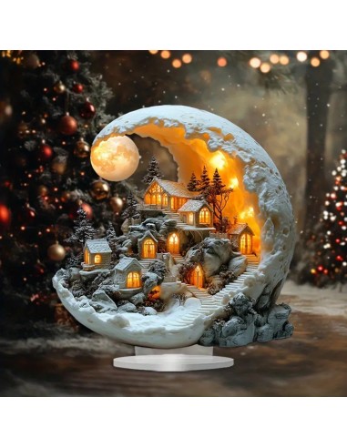Acryl kerst Maanlicht Huis