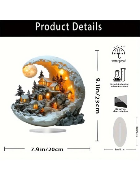 Acryl kerst Maanlicht Huis