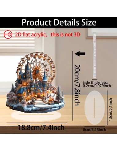 Acryl kerst  huisje met reuze rad