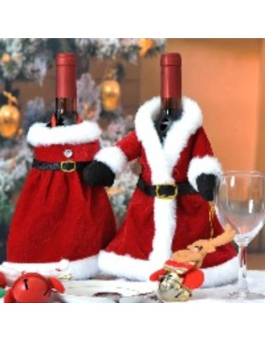 Kerstman en vrouw wijnfles decoratie﻿