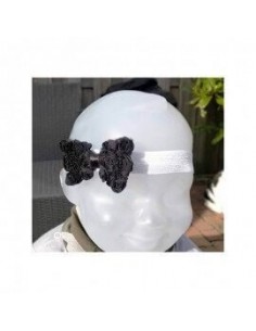 Haarband zwarte bloem  strik